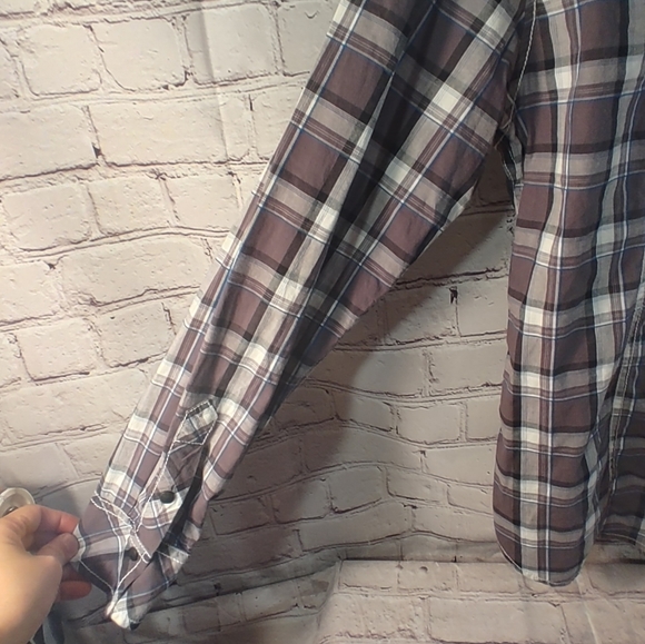 BKE Buckle BLACK Western Snap Button Plaid Grey Shirt L - Picture 12 of 16